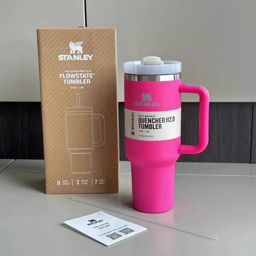 Pink 40 Oz Stainless Steel Tumbler | Leak-Proof Vacuum Insulated Travel Mug | Hot & Cold