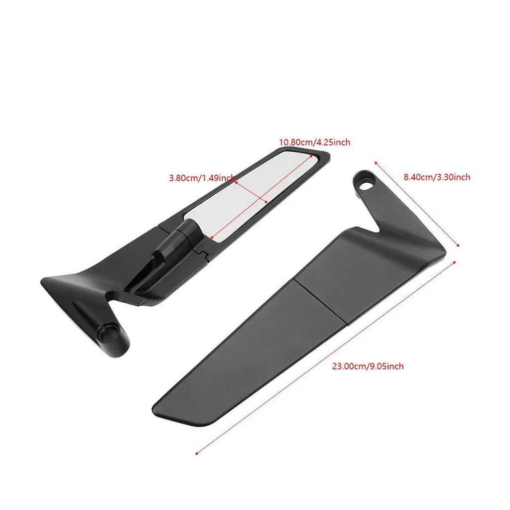 Motorcycle Rearview Mirror Black Wind Wing 360° Adjustable