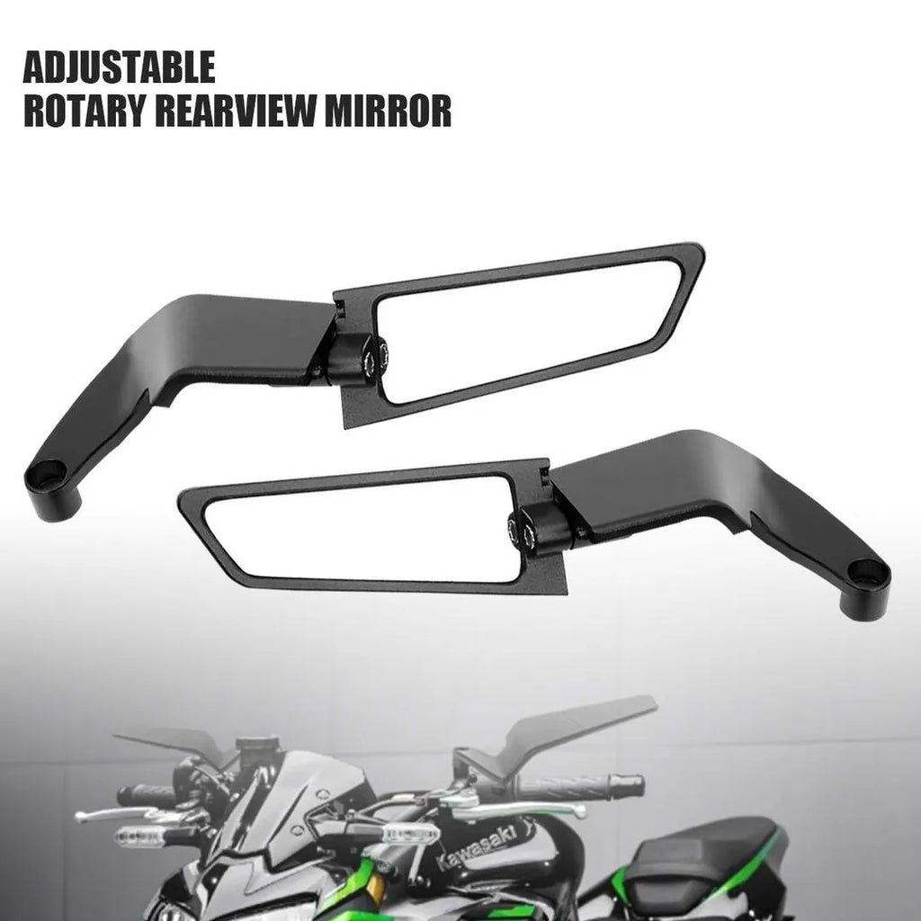 Motorcycle Rearview Mirror Black Wind Wing 360° Adjustable