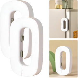 Child Safety Refrigerator Lock | Baby Proof Double Button Fridge Lock White & Grey
