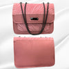 Luxury Women’s Shoulder Bag in Pink Faux Leather for Casual, Work, and Formal Use