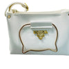 White Elegant Cat Handle Handbag for Girls & Ladies | Stylish Shoulder & Crossbody Bag with Gold Accents | Adjustable Strap