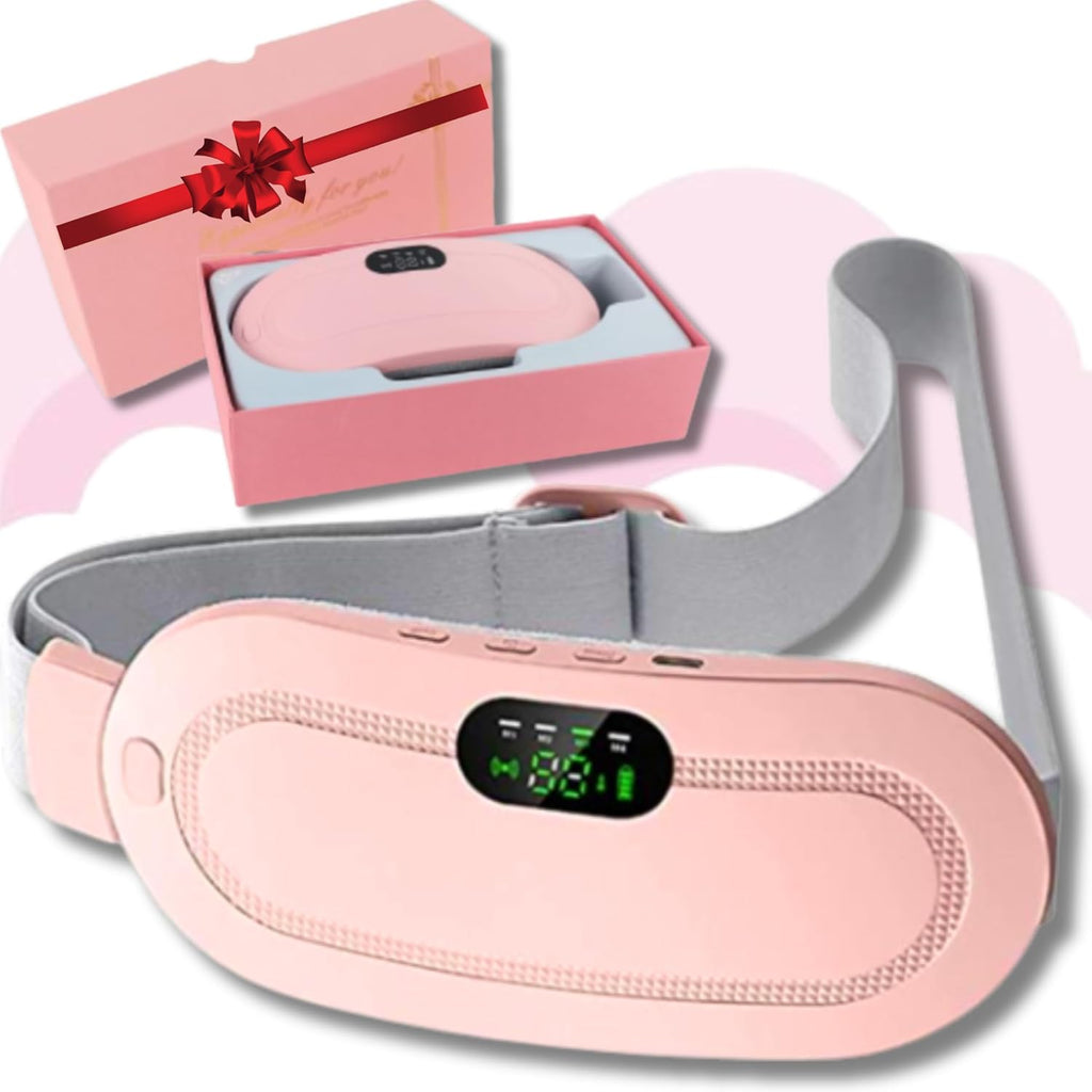 Digital Period Heating Pad & Vibrating Belt | 3 Heat Levels, 4 Massage Modes | Fast Relief for Menstrual Cramps