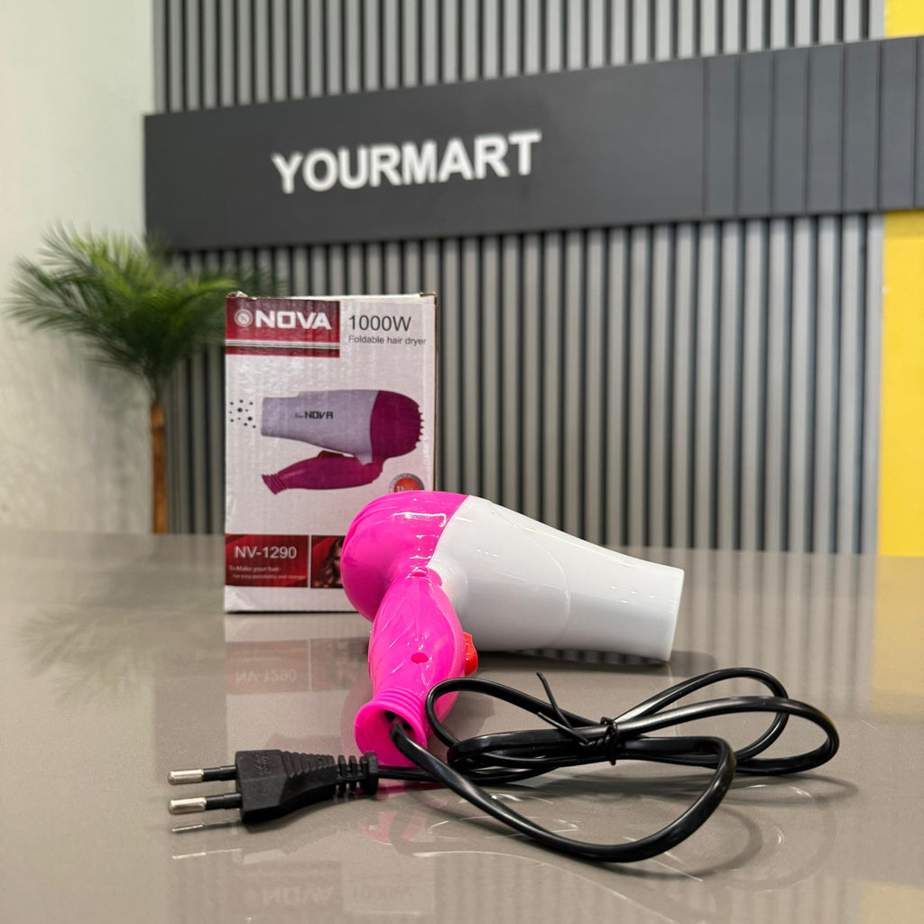 Nova NV-1290 Foldable Hair Dryer | 1000W Hot Air Styling & Quick Drying Machine