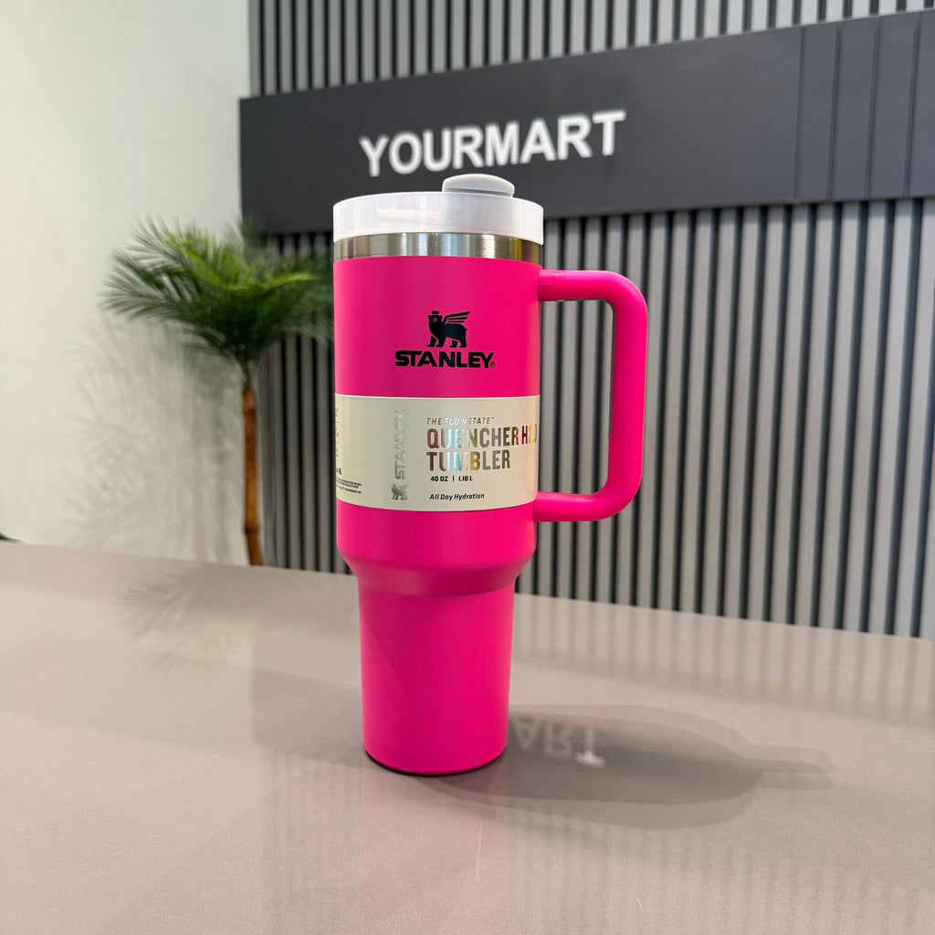 Pink 40 Oz Stainless Steel Tumbler | Leak-Proof Vacuum Insulated Travel Mug | Hot & Cold