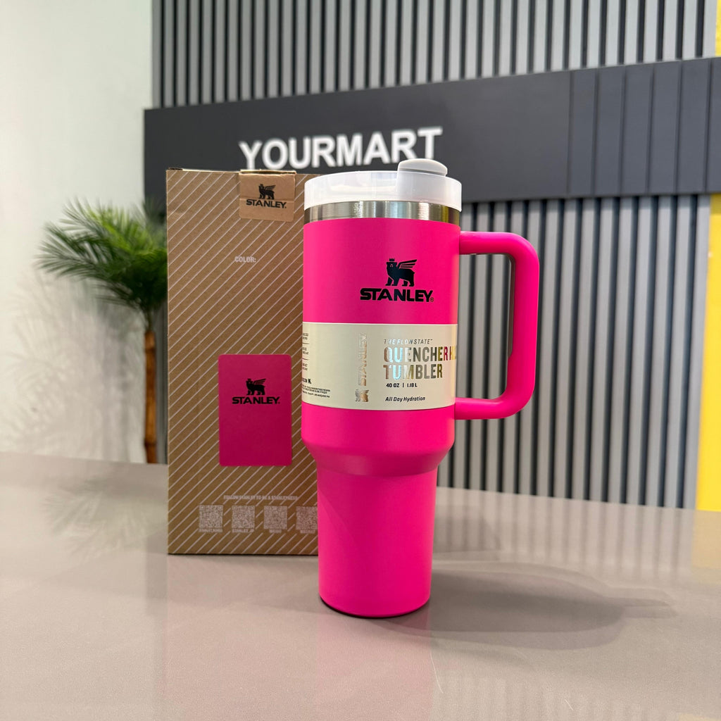 Pink 40 Oz Stainless Steel Tumbler | Leak-Proof Vacuum Insulated Travel Mug | Hot & Cold