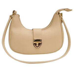 Crescent Leather Luxury Shoulder Bag for Women | Skin Color