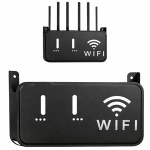 Black WiFi Router Storage Box & Wall Mount Shelf  Universal Cable Organizer | Space-Saving Holder for Modem, Set-Top Box & Smart Devices | Home & Office Use