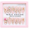 12 Pcs Press On Nails Set With Floral Design & Rhinestone Decoration | Reusable False Nails With Nail Prep Kit