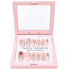 12 Pcs Press On Nails Set With Floral Design & Rhinestone Decoration | Reusable False Nails With Nail Prep Kit