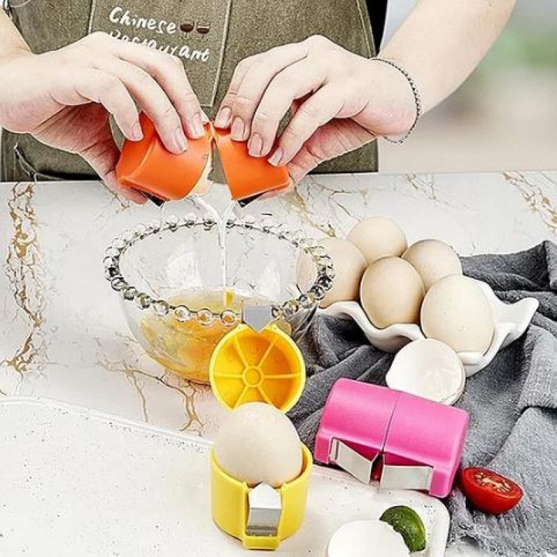 Efficient Egg Opener & Egg Shell Cracker Tool | Stainless Steel Egg Shell Opener Kitchen Gadget for Raw & Boiled Eggs | Random color
