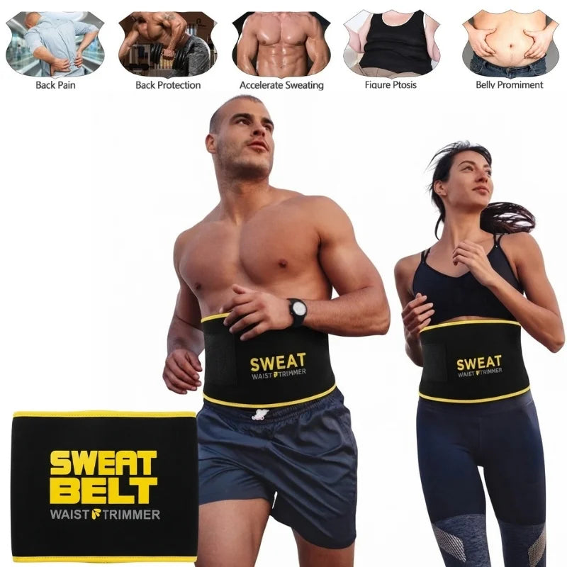 Waist Trimmer Belt for Men & Women | Adjustable Sweat Belt for Workout & Gym | Tummy Support & Body Shaper | Free Size