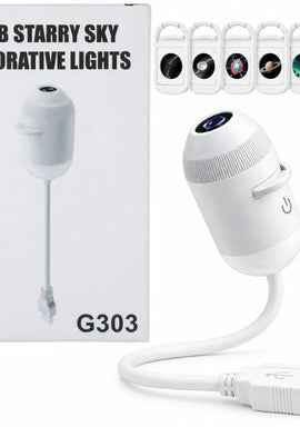 2-in-1 USB Galaxy Star Projector Night Light | 6 Projection Lenses | Adjustable Brightness Starry Sky & Night Lamp