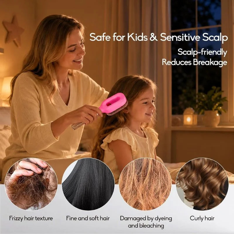2-in-1 Misting Hair Brush with Water Spray Bottle | Fine Mist Detangling Brush for Curly, Wavy & Straight Hair | Wet & Dry Styling Brush | Portable Anti-Frizz Hair Comb